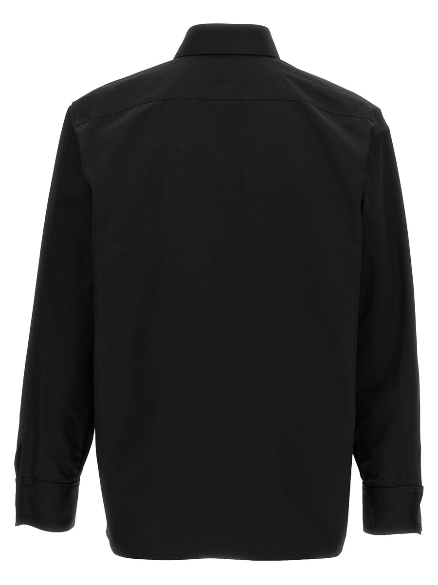 Saint Laurent Cassandre Shirt Black Cotton With Button Closure Tonal Logo Embroidery For Men Modern Silhouette