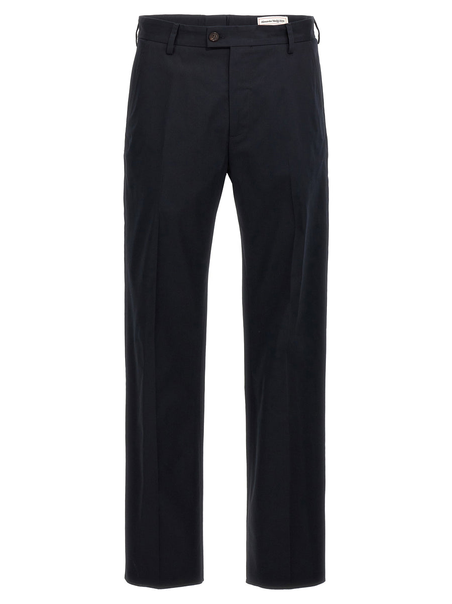 Alexander McQueen Camera Strap Chino Trousers Women Blue 100 Percent Cotton Everyday Comfort Luxury Tailoring