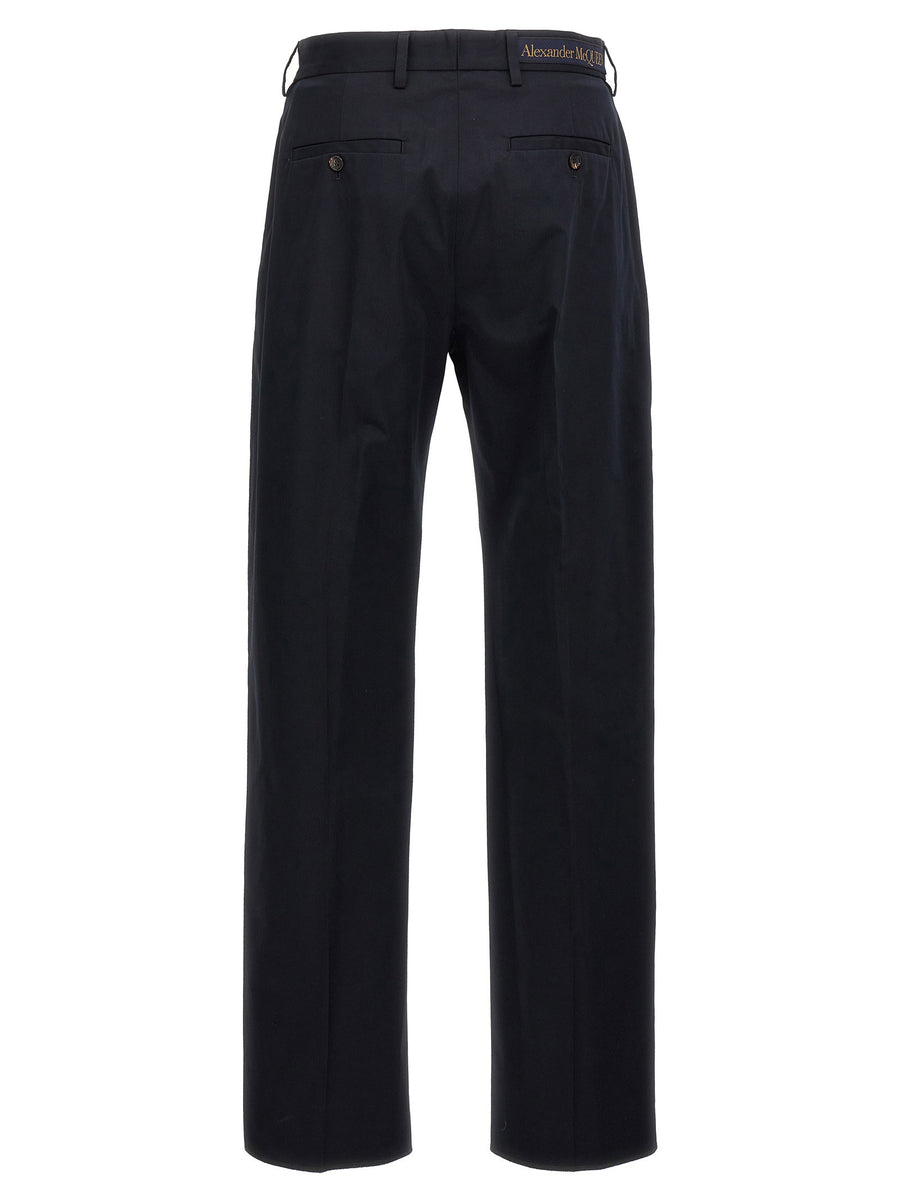 Alexander McQueen Camera Strap Chino Trousers Women Blue 100 Percent Cotton Everyday Comfort Luxury Tailoring