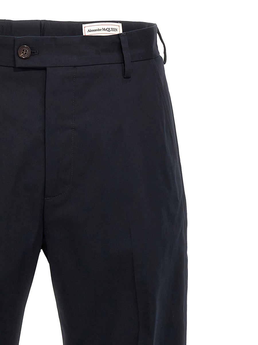 Alexander McQueen Camera Strap Chino Trousers Women Blue 100 Percent Cotton Everyday Comfort Luxury Tailoring