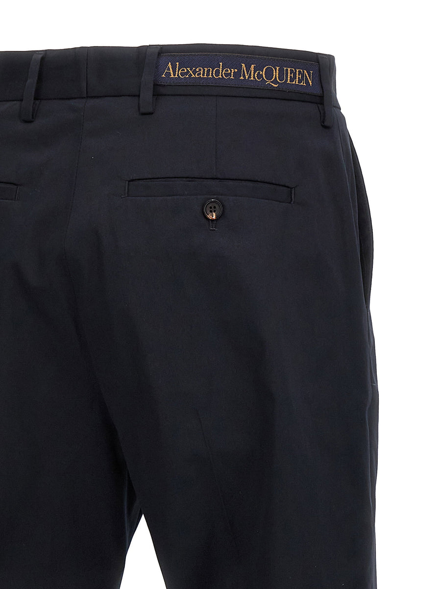 Alexander McQueen Camera Strap Chino Trousers Women Blue 100 Percent Cotton Everyday Comfort Luxury Tailoring