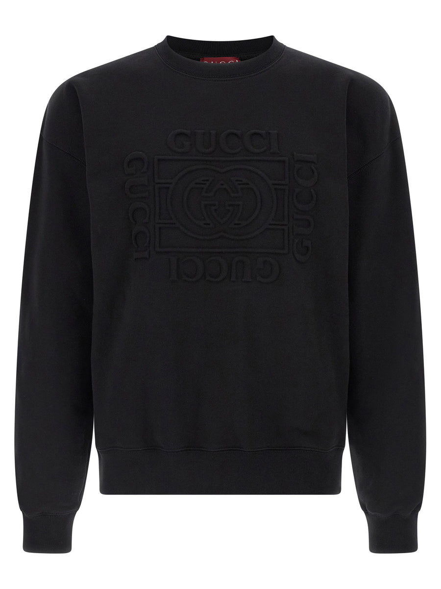 Gucci Incrocio GG Black Brushed Cotton Jersey Sweatshirt for Men