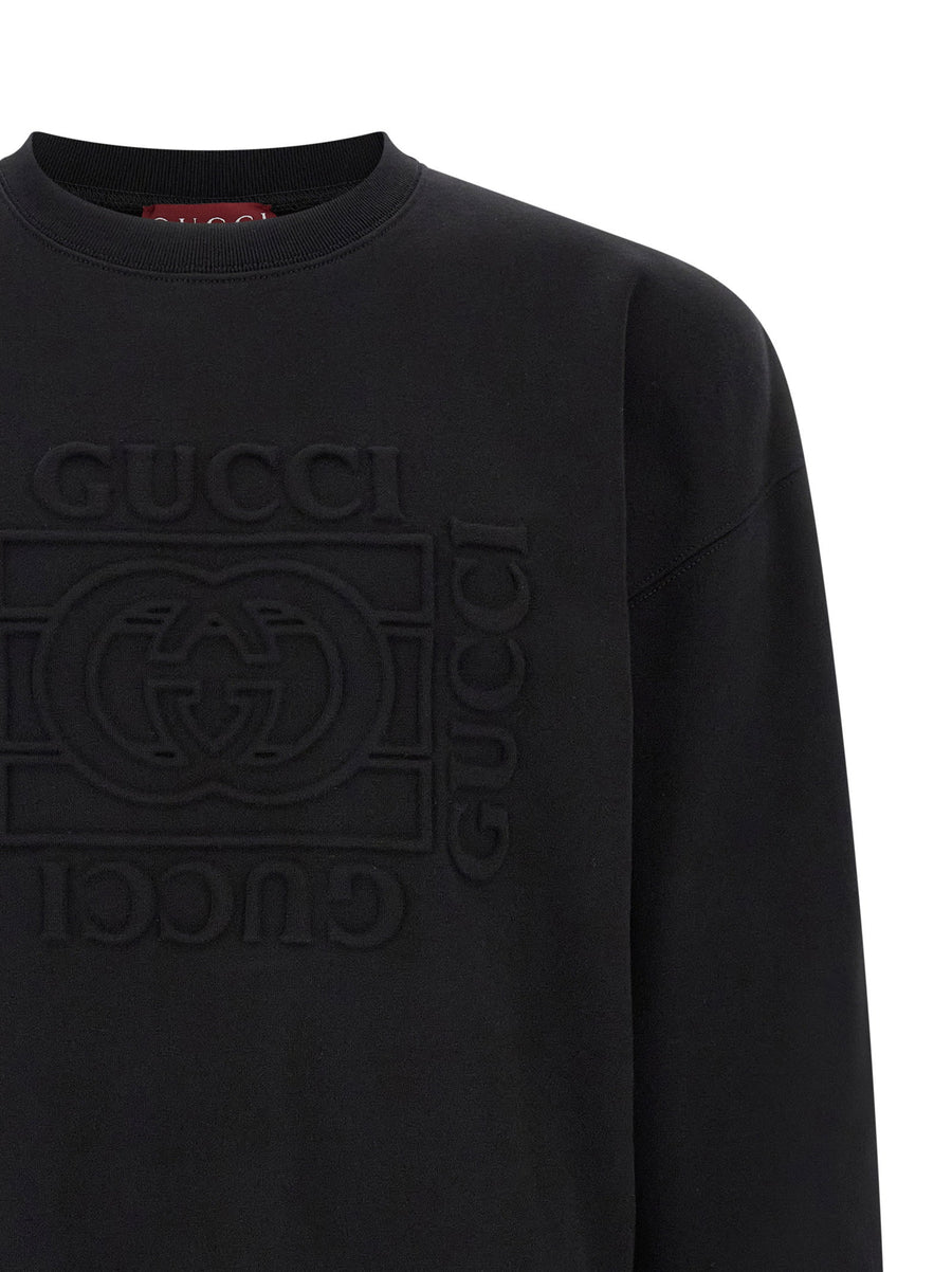 Gucci Incrocio GG Black Brushed Cotton Jersey Sweatshirt for Men