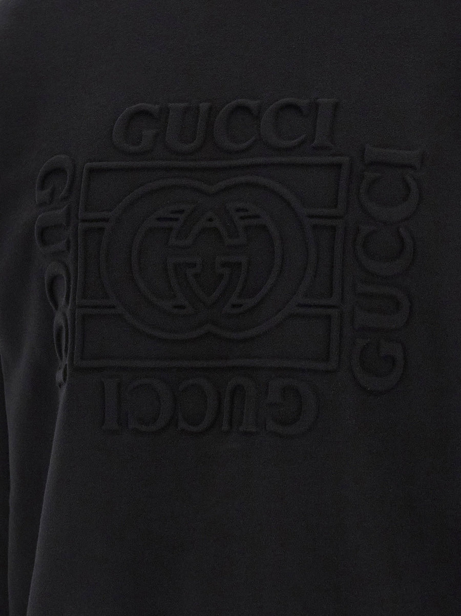 Gucci Incrocio GG Black Brushed Cotton Jersey Sweatshirt for Men