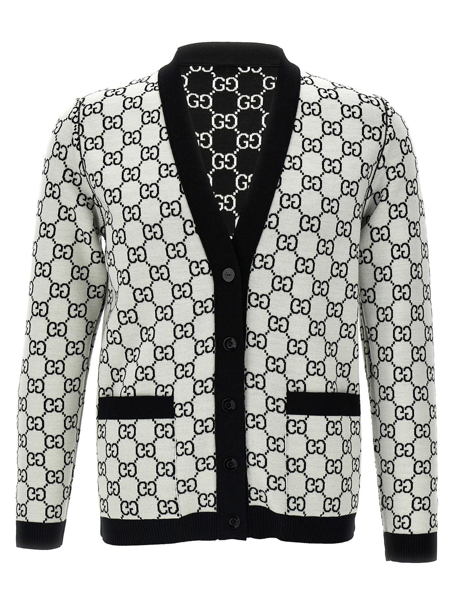 Gucci GG Reversible Wool Cardigan Women White Black