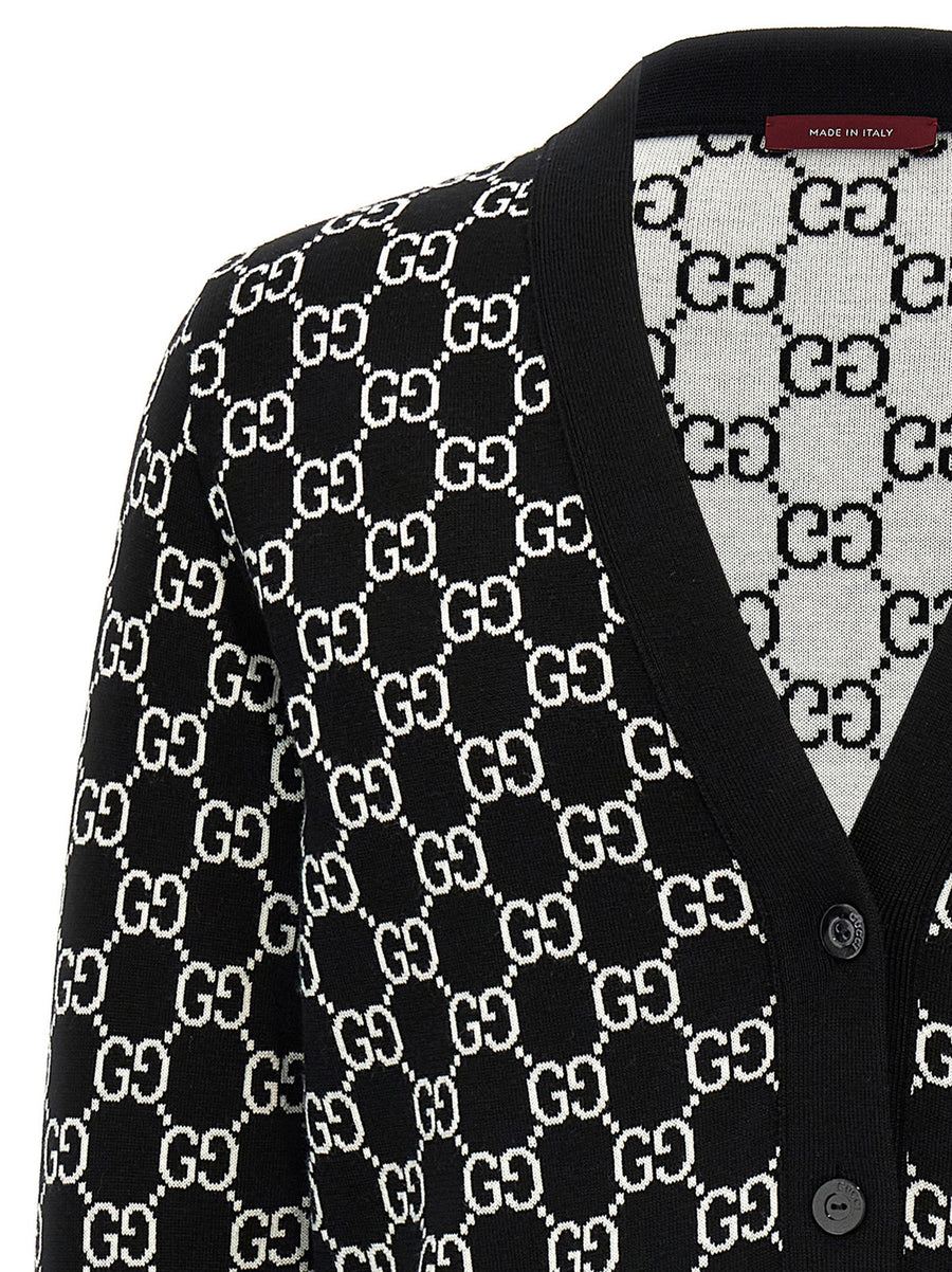 Gucci GG Reversible Wool Cardigan Women White Black
