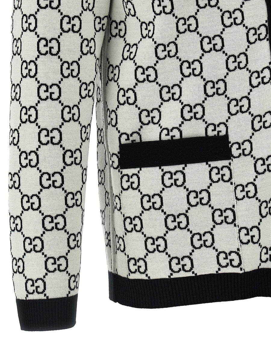 Gucci GG Reversible Wool Cardigan Women White Black