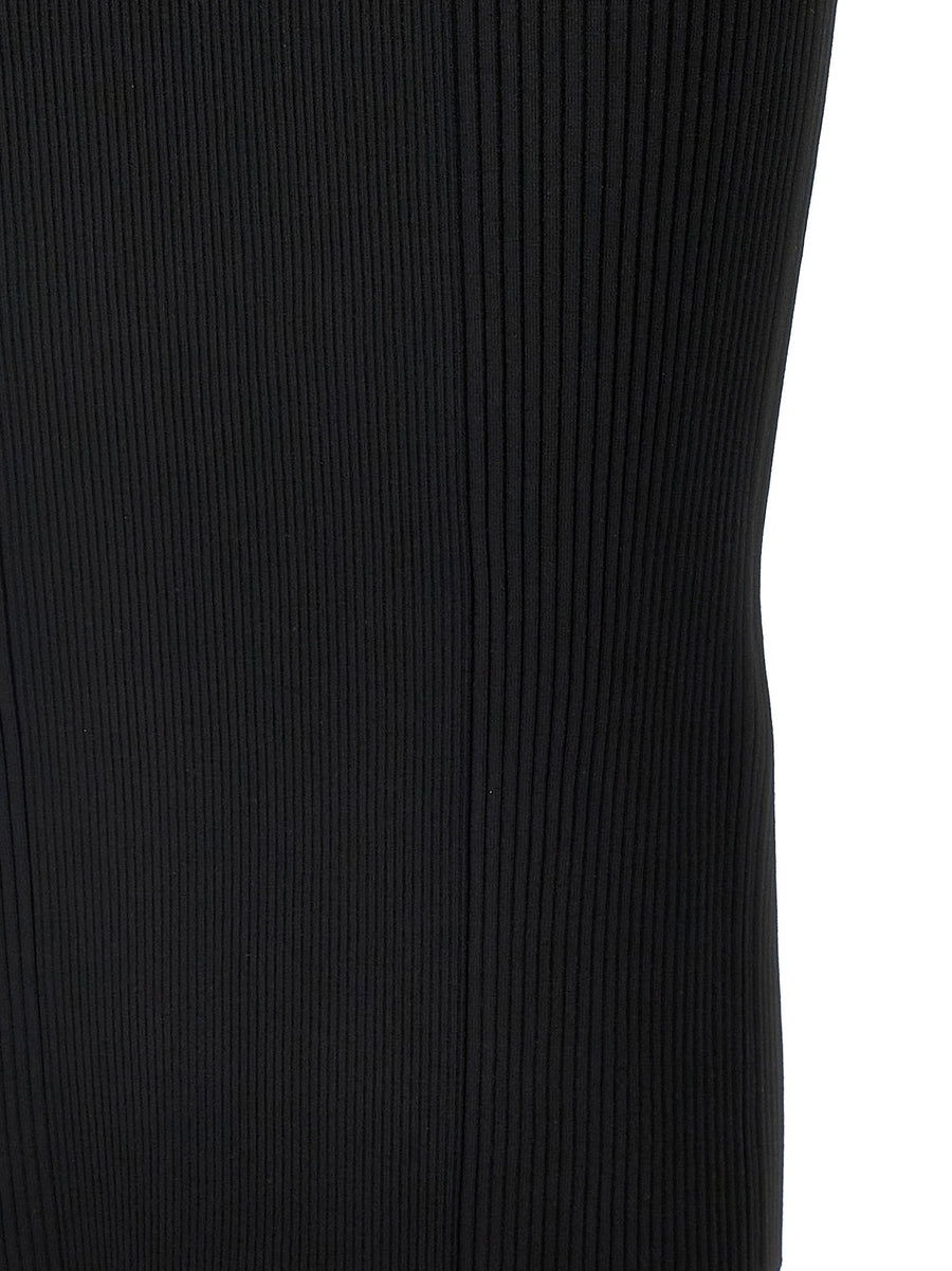 Alexander McQueen Ribbed Knit Dress Front Cutout Sleeveless Midi For Women Luxurious Chic