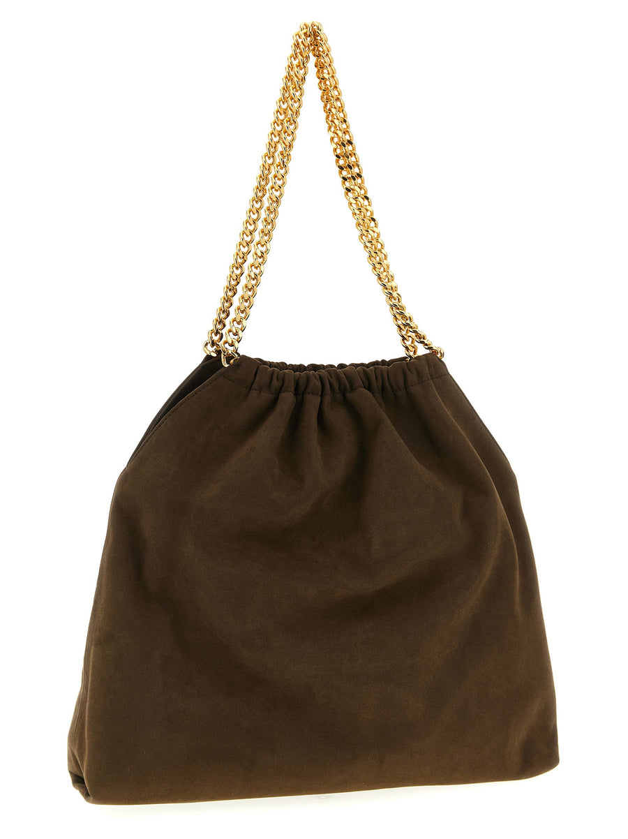 Stella McCartney Falabella Drawstring Shoulder Bag For Women With Lux Double Chain And Magnetic Closure In Brown