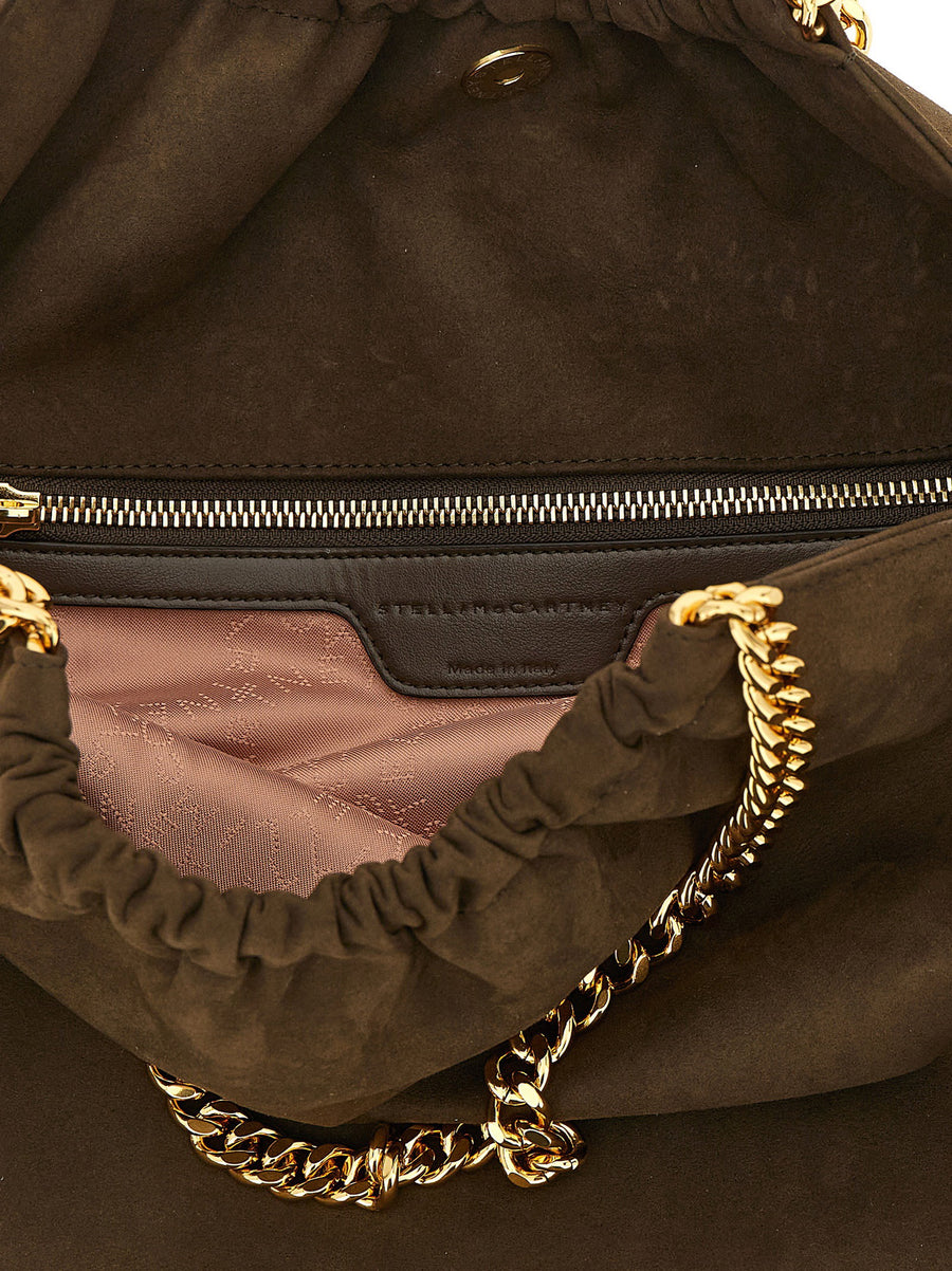 Stella McCartney Falabella Drawstring Shoulder Bag For Women With Lux Double Chain And Magnetic Closure In Brown