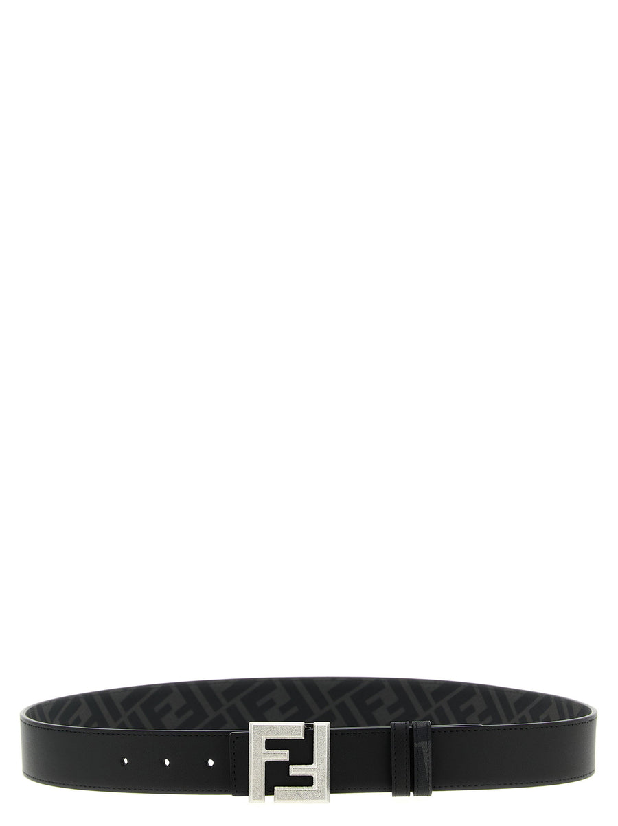 Fendi Reversible Calfskin Leather Belt with FF Logo Buckle for Men - Luxury Dual-Sided Style