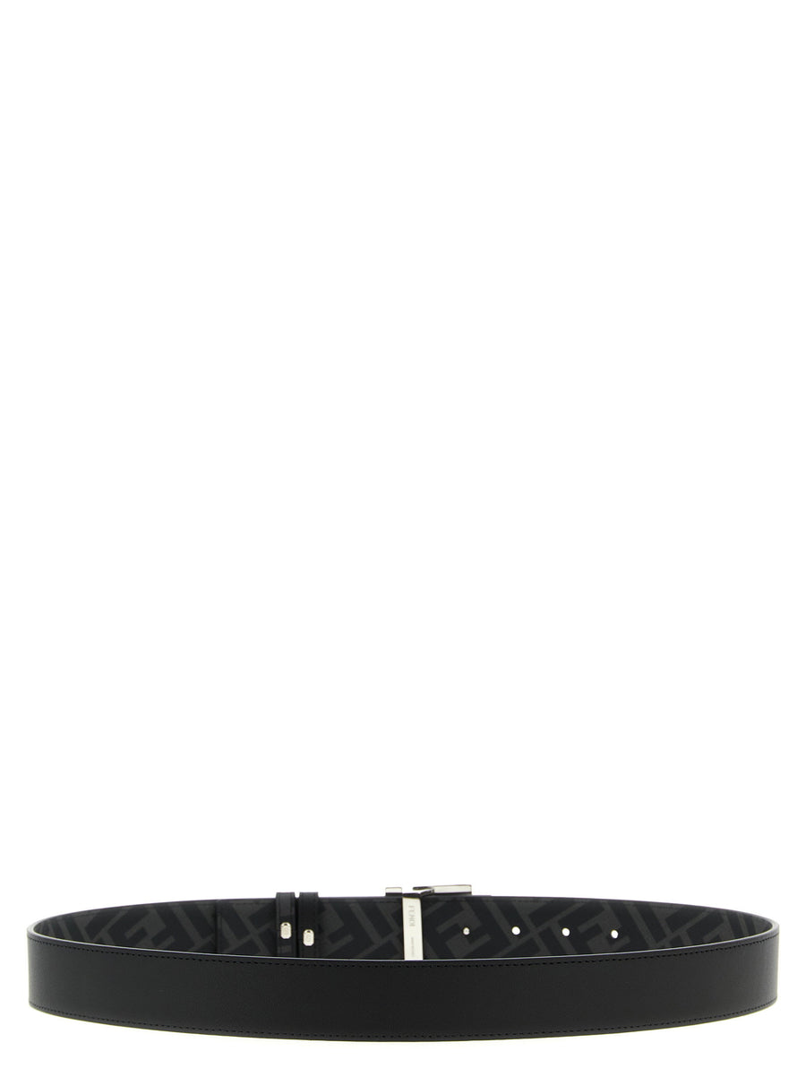 Fendi Reversible Calfskin Leather Belt with FF Logo Buckle for Men - Luxury Dual-Sided Style