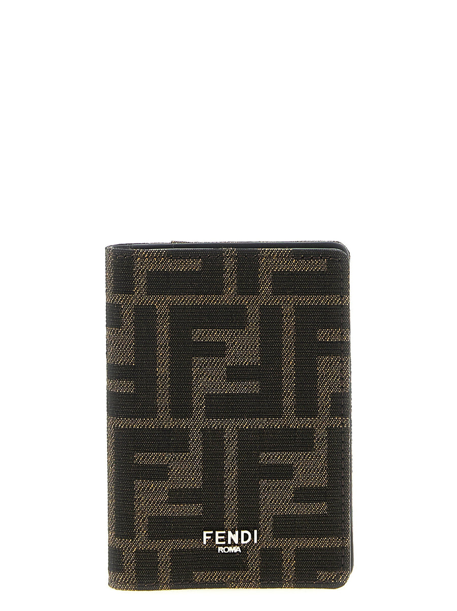 Fendi FF Card Case Leather Lined Interior Signature FF Jacquard for Men Luxury Everyday Carry
