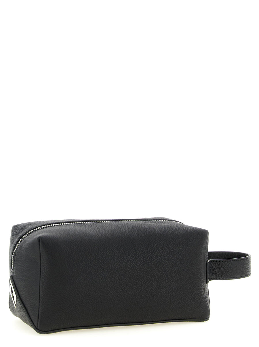 Beauty Case Lui By Fendi Calfskin Leather Travel Organizer For Men Black With Top Zip