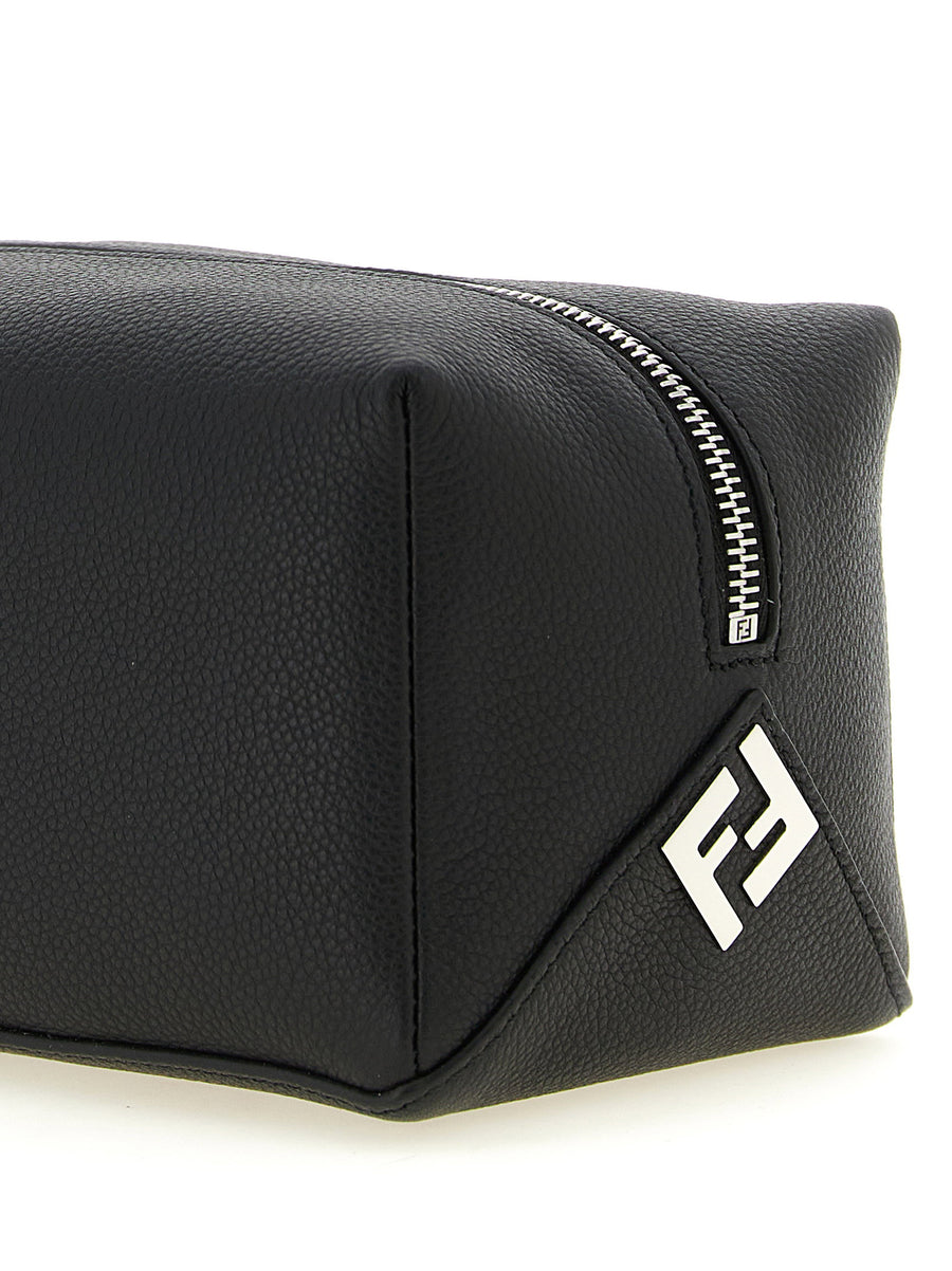 Beauty Case Lui By Fendi Calfskin Leather Travel Organizer For Men Black With Top Zip