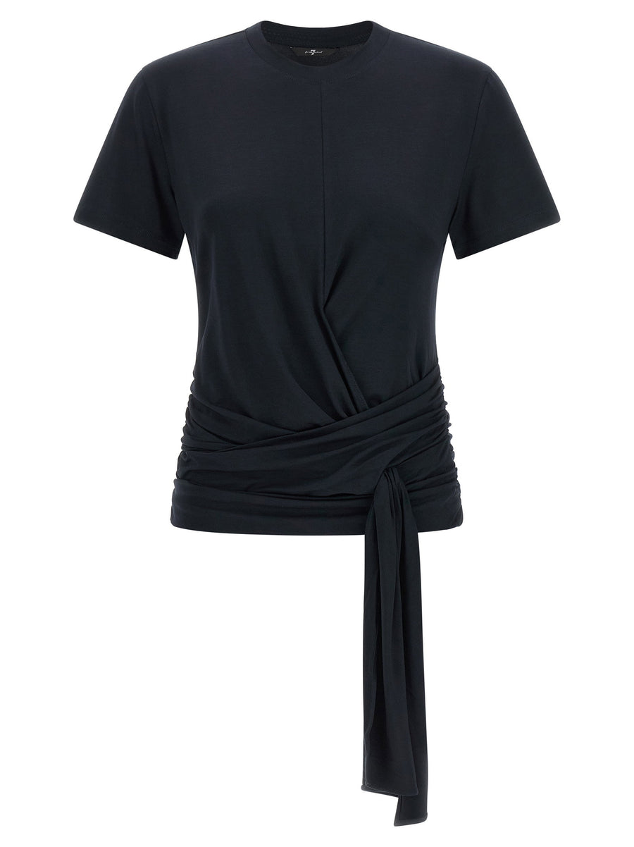Lyocell Blend T Shirt With Luxurious Waist Defining Crossover Pattern 7 For All Mankind Women Slim Fit