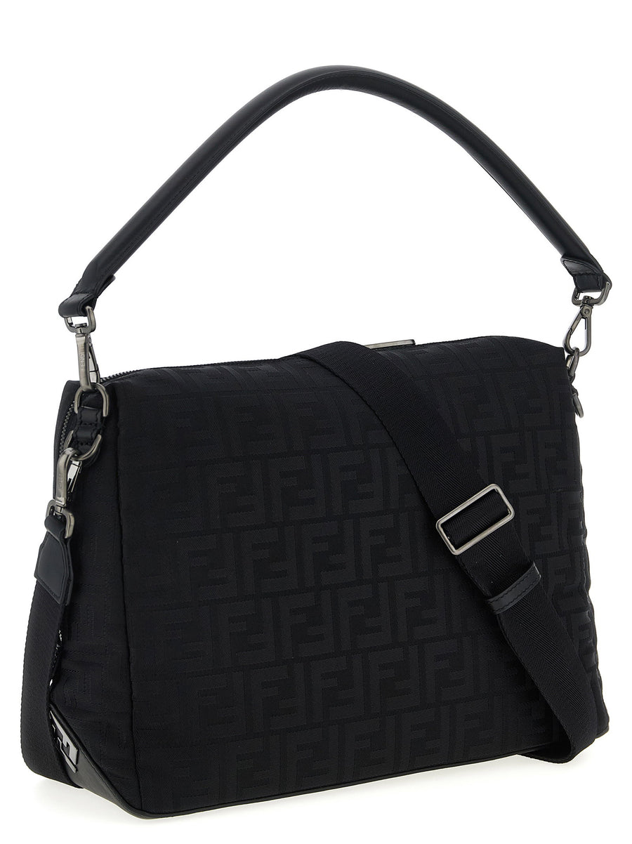 Fendi Lui Large Shoulder Bag For Men Padded FF Nylon Leather Trim Quiet Luxury Versatile Work Travel Weekend