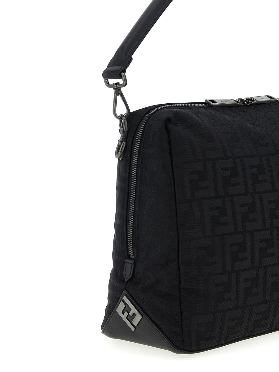 Fendi Lui Large Shoulder Bag For Men Padded FF Nylon Leather Trim Quiet Luxury Versatile Work Travel Weekend