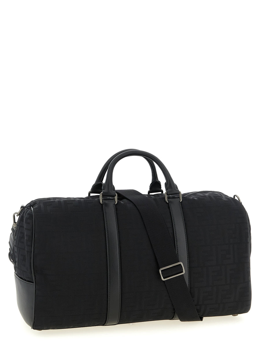 Fendi FF Duffel Bag Mens Luxury Travel Black Nylon One Size Padded Nylon Top Zip Removable Strap