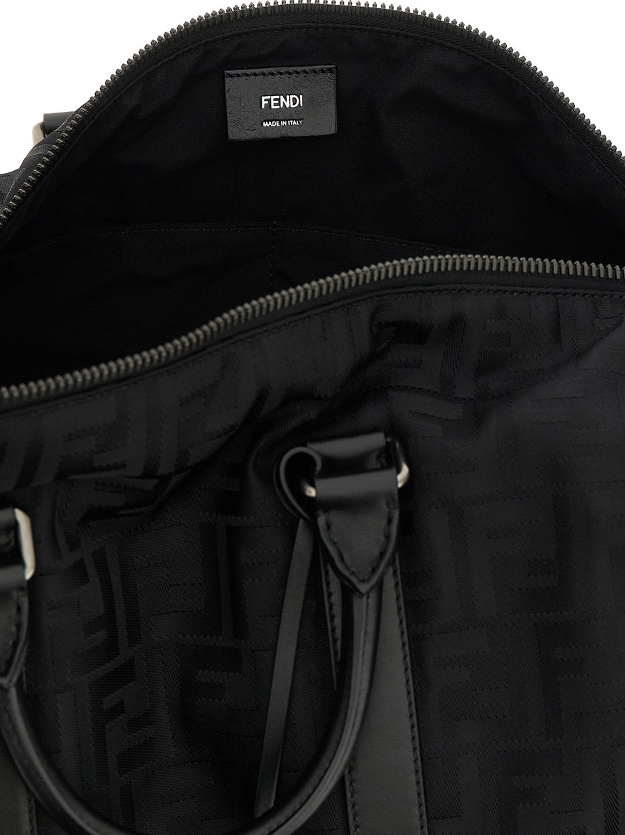 Fendi FF Duffel Bag Mens Luxury Travel Black Nylon One Size Padded Nylon Top Zip Removable Strap