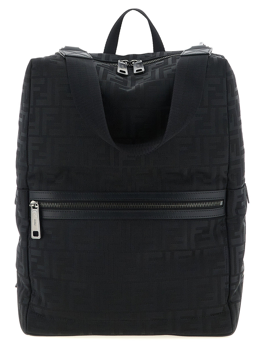 Fendi Lui Backpack Luxury Black Nylon With Calf Leather Accents For Men, Versatile Carry Options