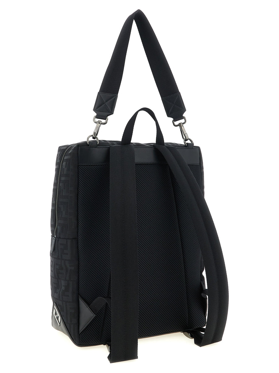 Fendi Lui Backpack Luxury Black Nylon With Calf Leather Accents For Men, Versatile Carry Options