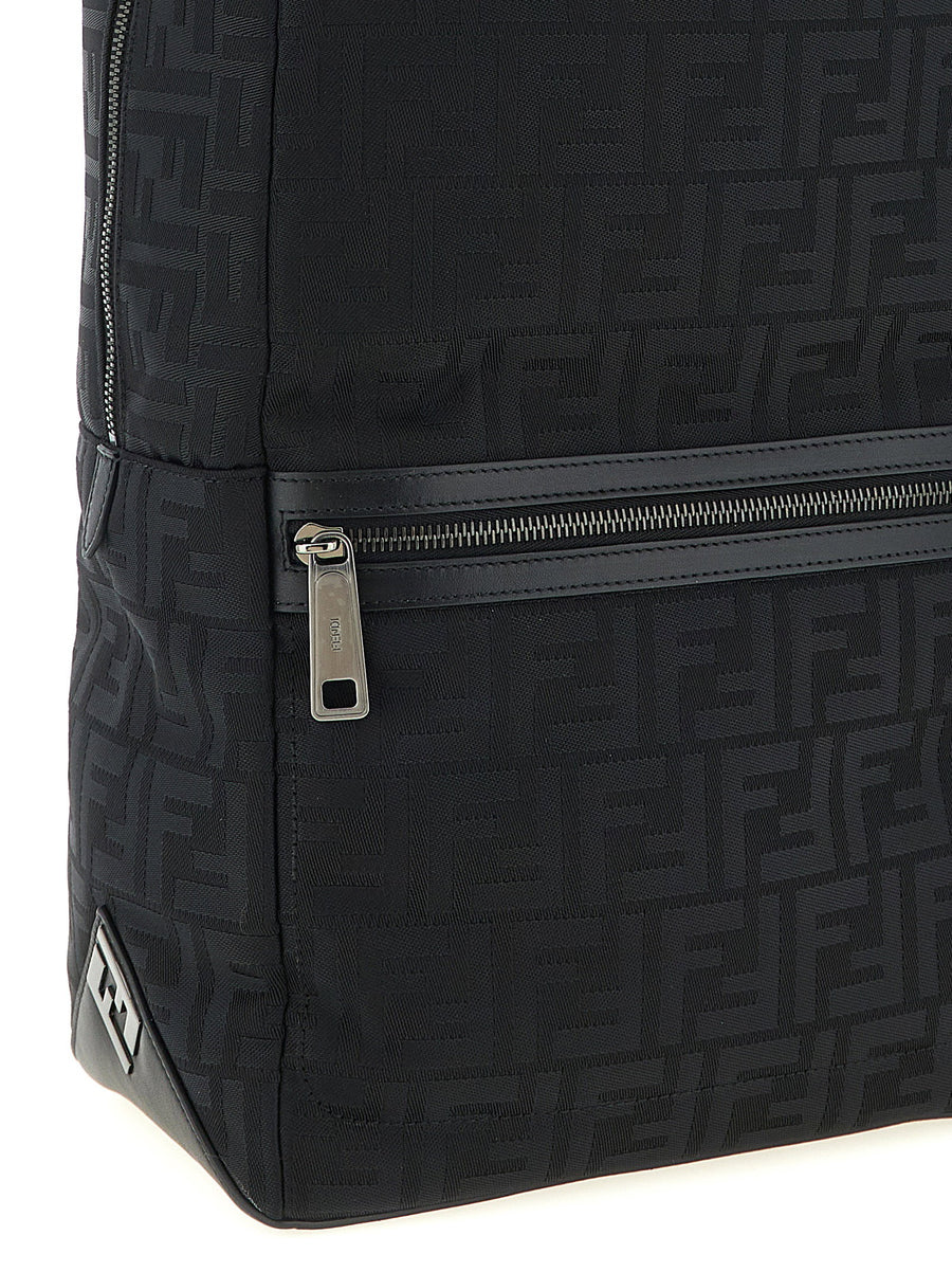 Fendi Lui Backpack Luxury Black Nylon With Calf Leather Accents For Men, Versatile Carry Options