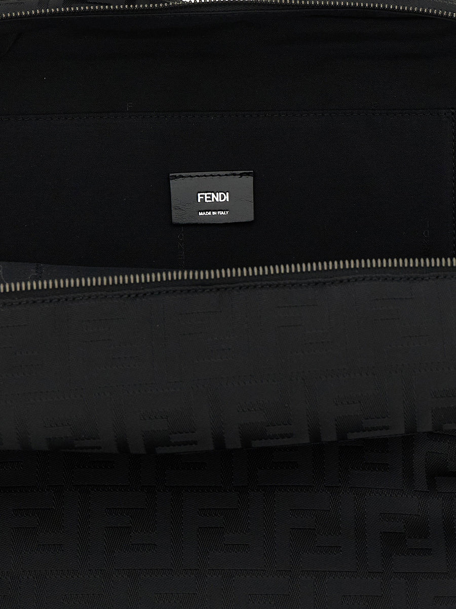 Fendi Lui Backpack Luxury Black Nylon With Calf Leather Accents For Men, Versatile Carry Options