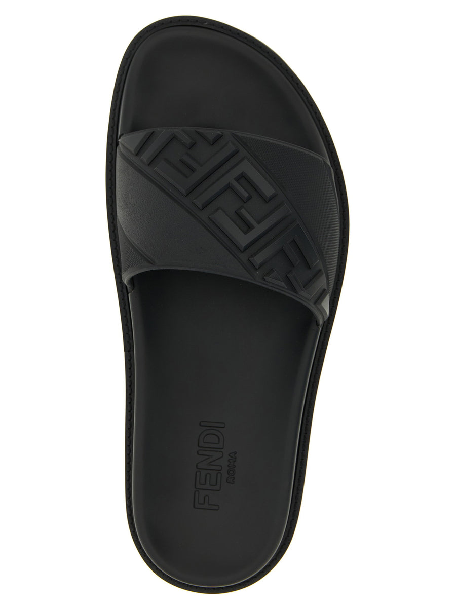 Fendi Logo Band Slides Black