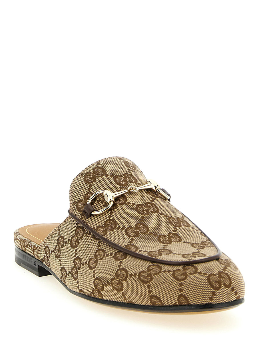 Gucci Princetown Slippers Beige GG Fabric Leather Details