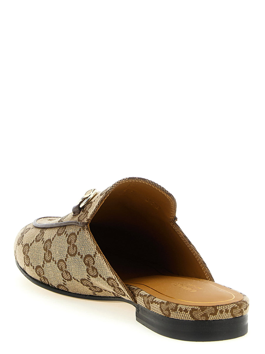 Gucci Princetown Slippers Beige GG Fabric Leather Details