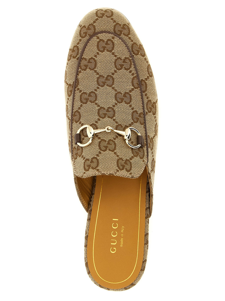 Gucci Princetown Slippers Beige GG Fabric Leather Details
