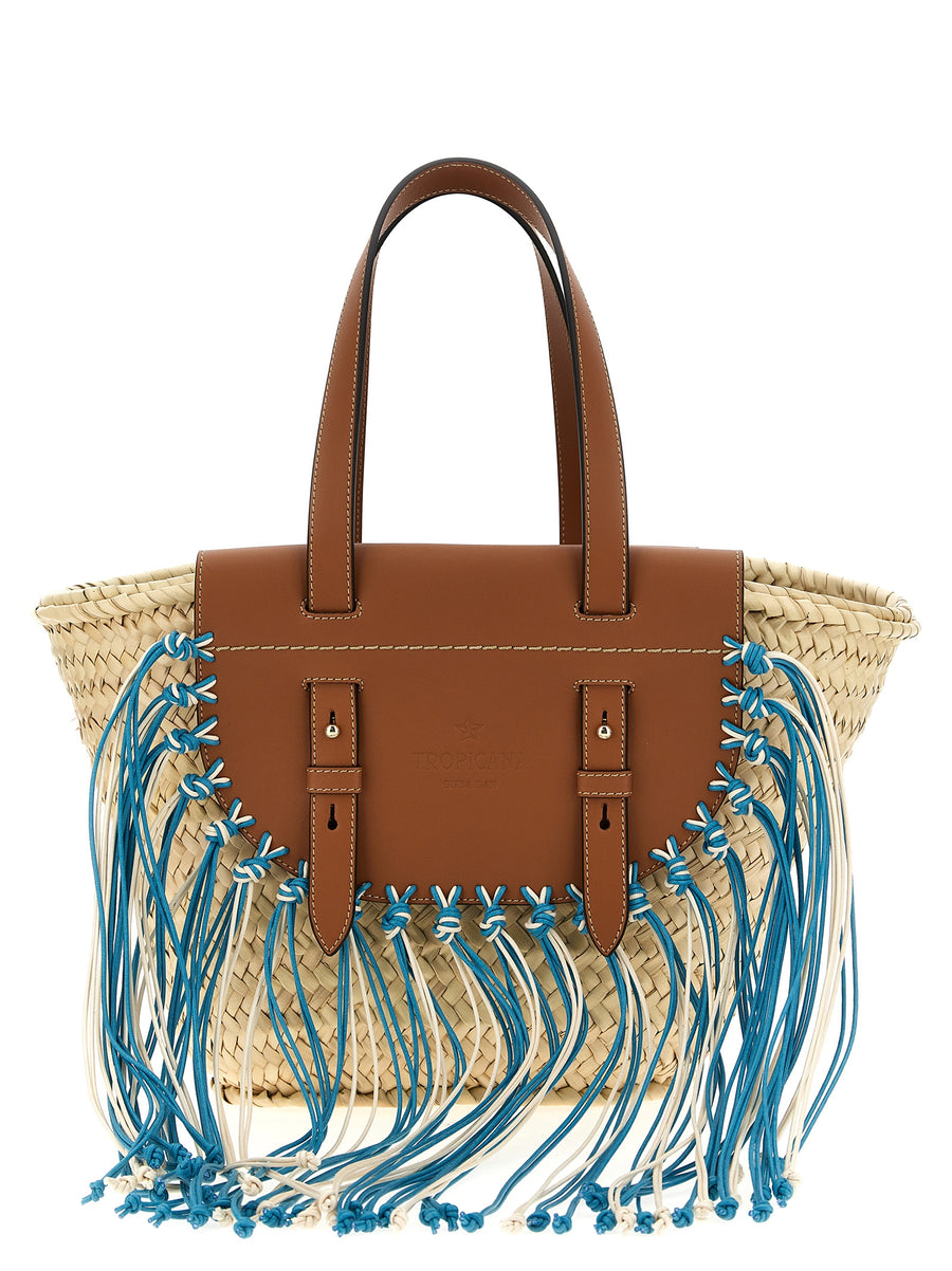Cuba Lab X Sanpa Tropicana Multicolor Straw Leather Shopper With Removable Clutch For Women