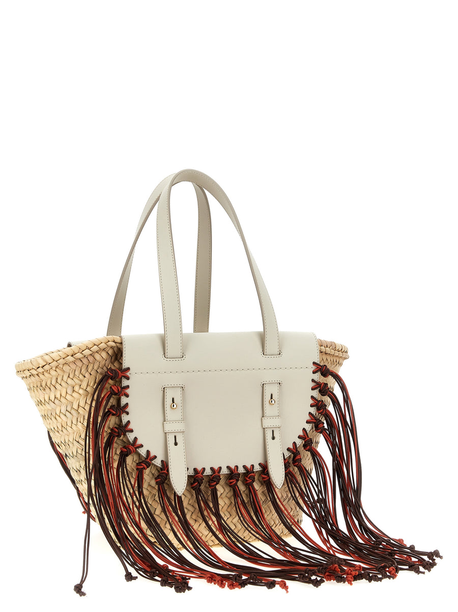 Straw Leather Shopper Bag Cuba Lab Tropicana Multicolor With Fringes For Women Handcrafted Luxury