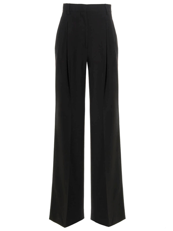 Burberry Madge Pants 100 Percent Wool Wide Leg Trousers With Front Pleats For Women Versatile Office To Evening