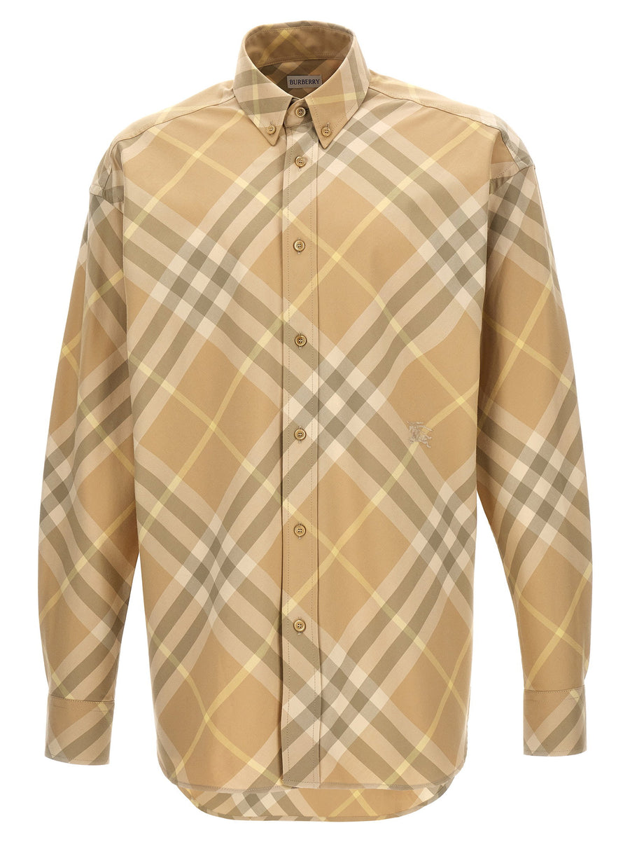 Burberry Beige Check Shirt For Men 100 Percent Cotton