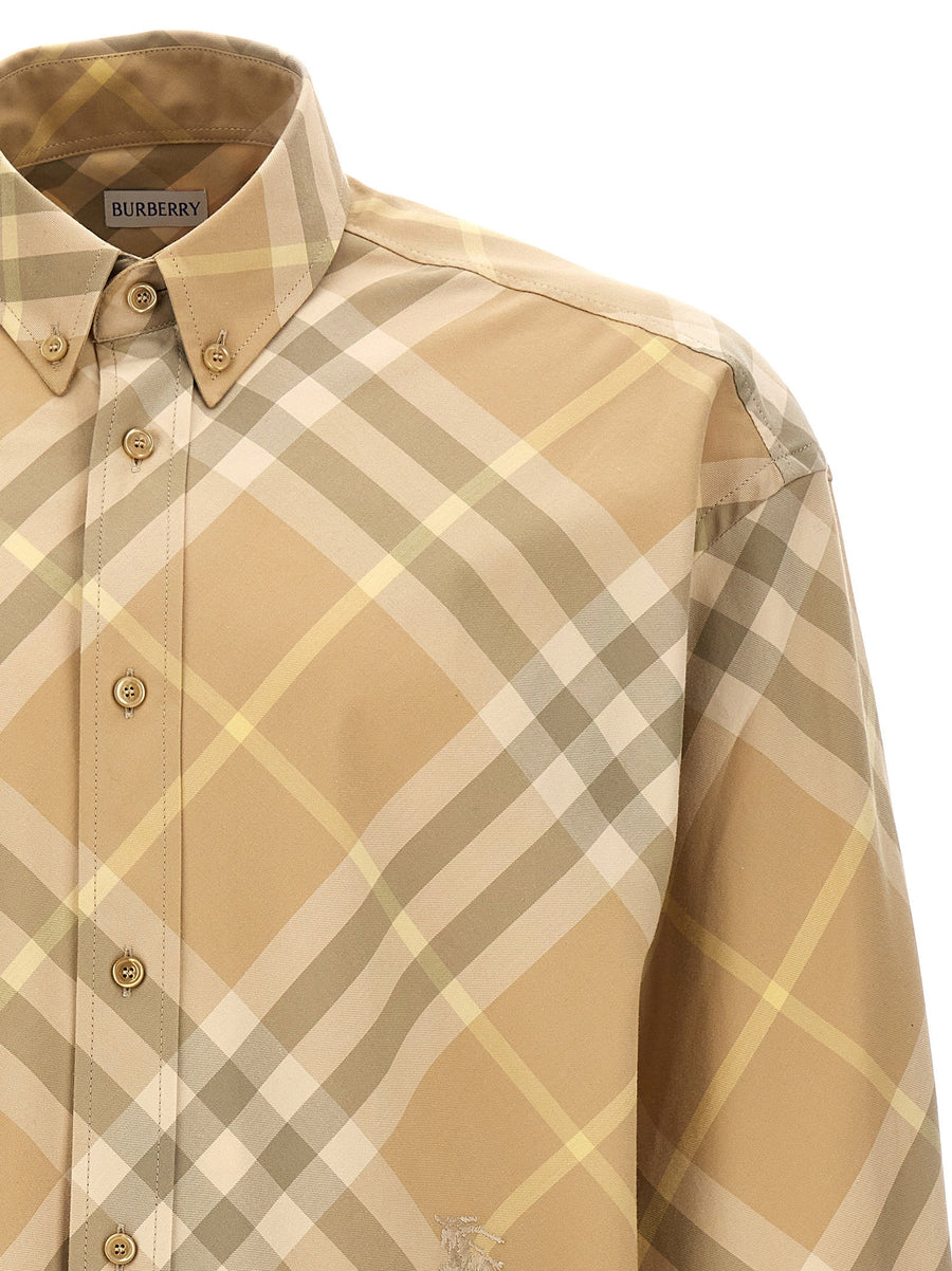 Burberry Beige Check Shirt For Men 100 Percent Cotton