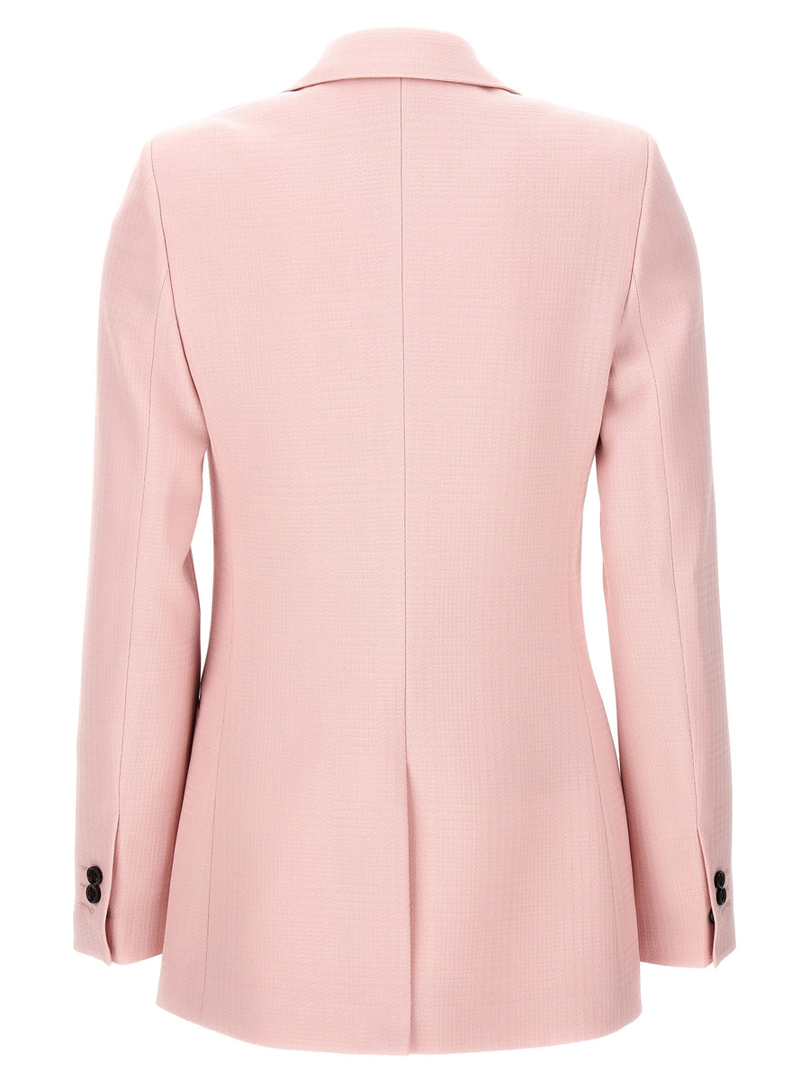 Burberry Pink Single Breasted Tailored Blazer For Women Virgin Wool Slim Fit All Season