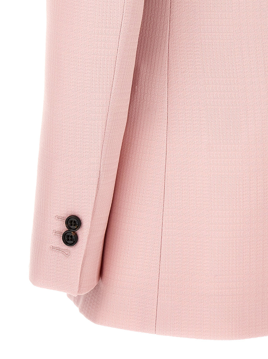 Burberry Pink Single Breasted Tailored Blazer For Women Virgin Wool Slim Fit All Season