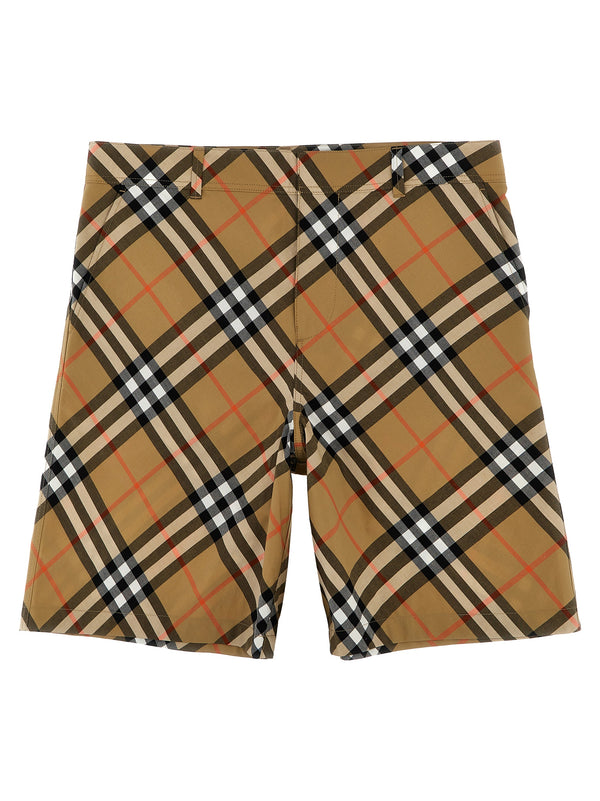Burberry Oscar Bermuda Shorts For Girls Heritage Check Lightweight Cotton Poplin Beige