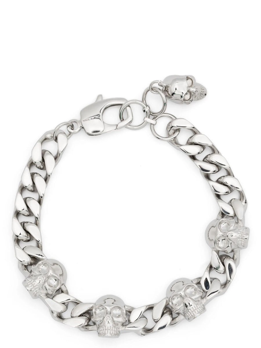 Alexander McQueen Skull Bracelet For Men Silver Palladium Finish Bold Iconic Accessory