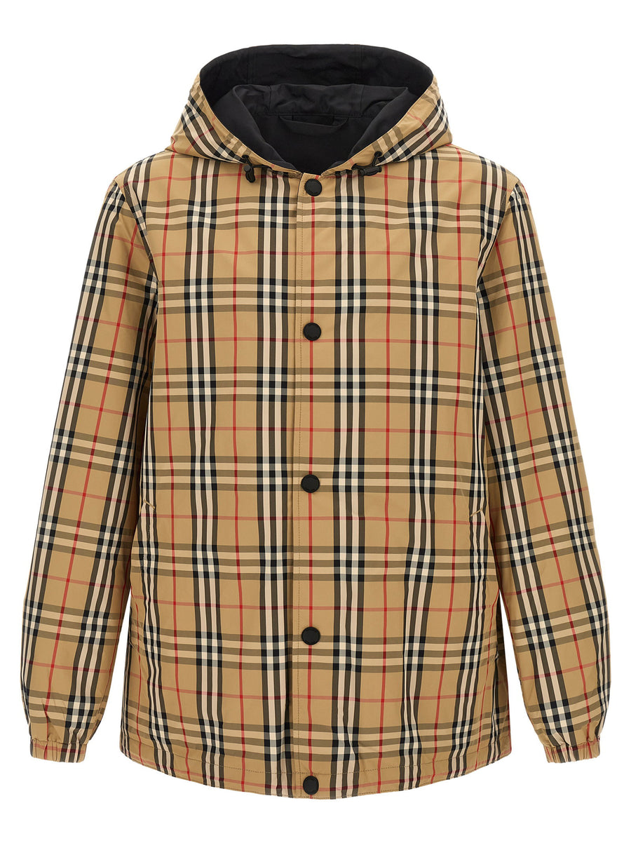 Burberry Rainford Reversible Jacket For Men Premium Nylon Knight Patch And Check Trim Travel Ready