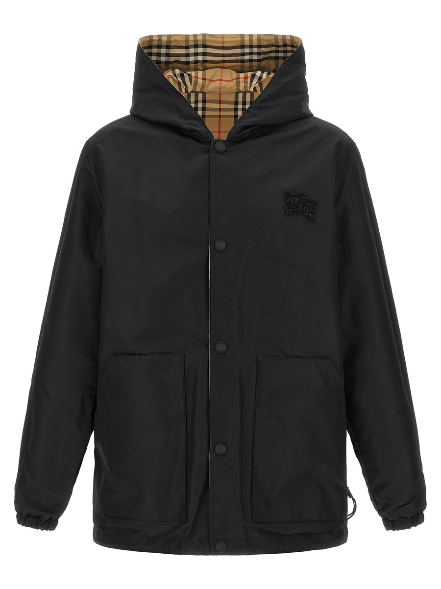 Burberry Rainford Reversible Jacket For Men Premium Nylon Knight Patch And Check Trim Travel Ready