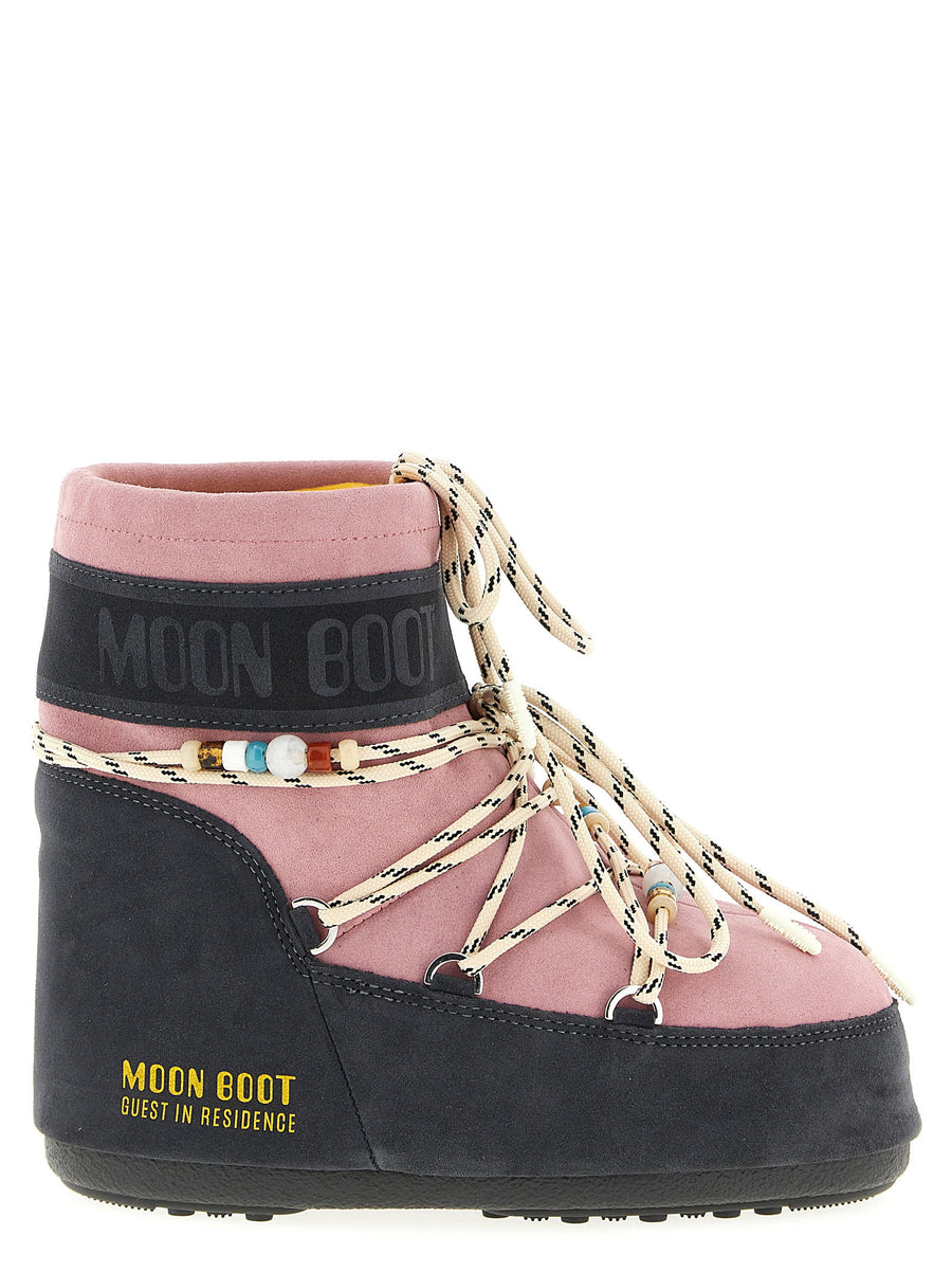 Moon Boot Iconlow Ankle Boots Multicolor Suede Leather For Women Ambidextrous Comfort