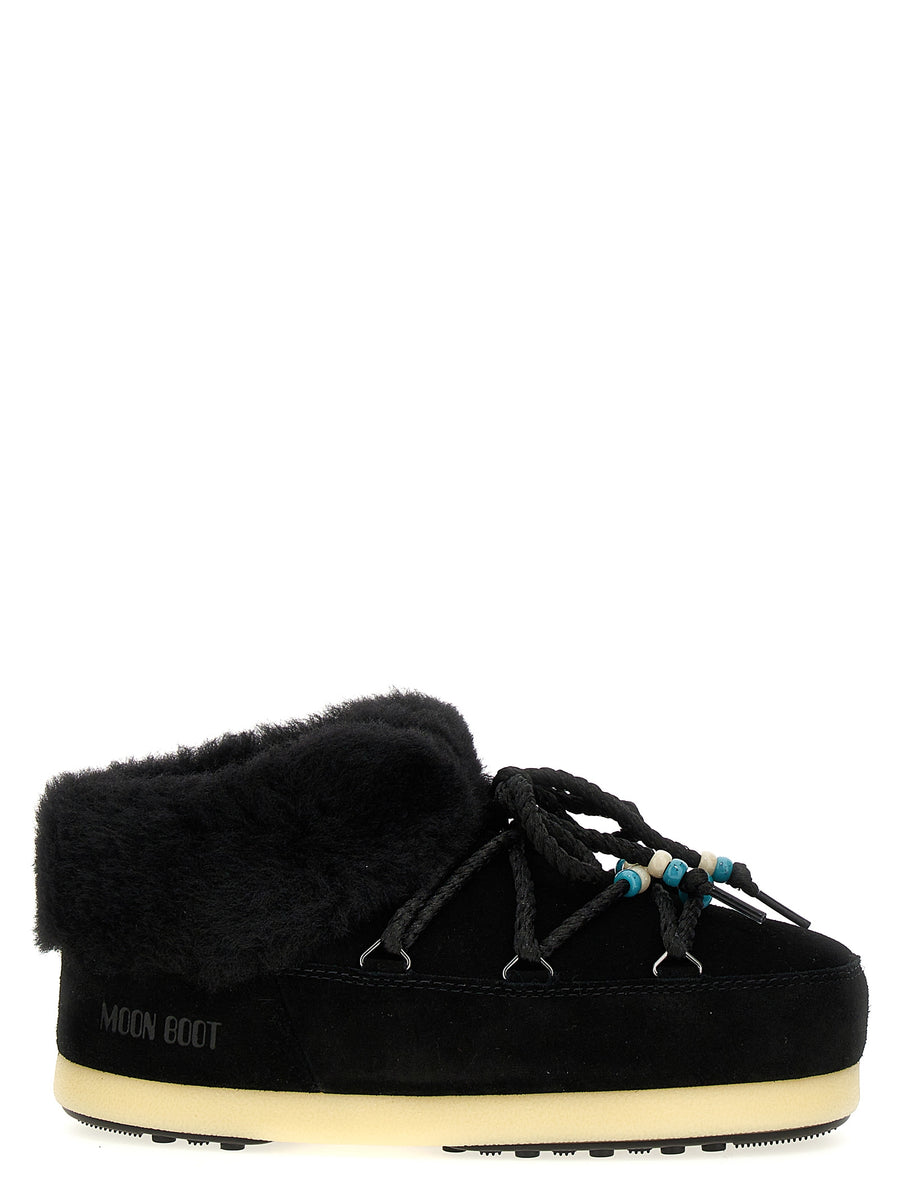 Moon Boot Beaded Mule Boots For Women Luxurious Suede With Bead Detailing And Plush Fur Insert