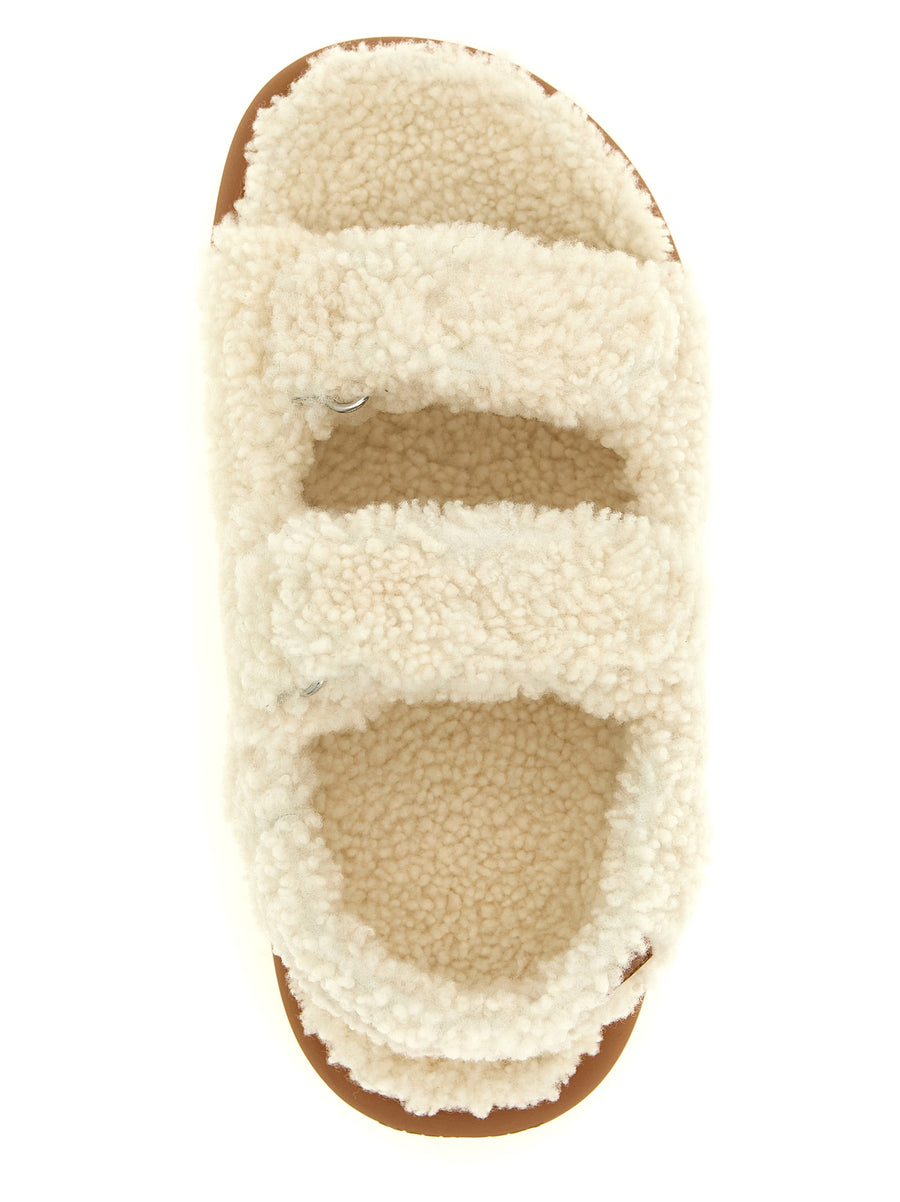 Moon Boot Shearling Sandals for Women Luxury White Hundred Percent Sheepskin Cushioned Comfort