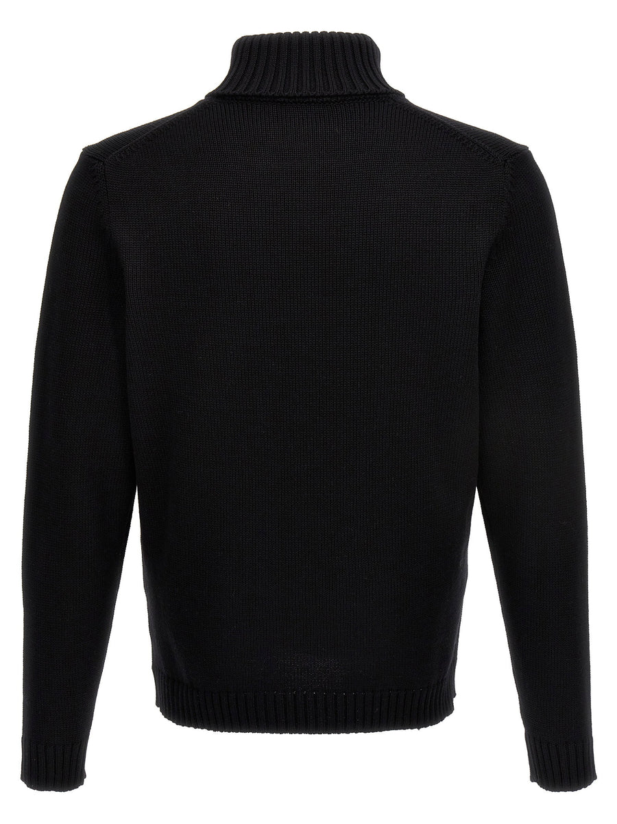 Zanone Turtleneck Wool Sweater For Men Luxury Warmth 100% Virgin Wool Timeless Black Luxury Knit Topwear