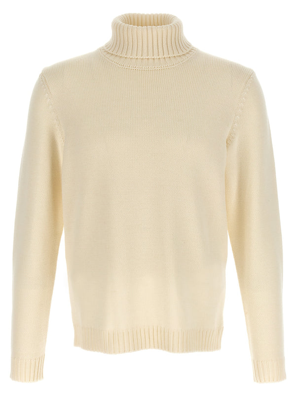 Zanone Turtleneck Sweater White Virgin Wool, Elegant Layering for Women, Refined Warmth
