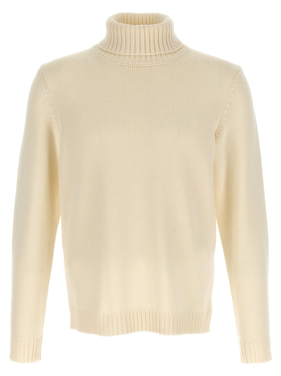 Zanone Turtleneck Sweater White Virgin Wool, Elegant Layering for Women, Refined Warmth