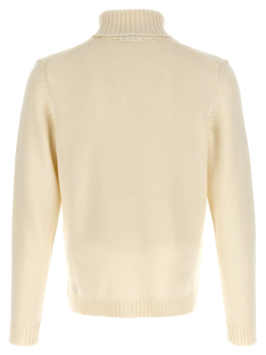 Zanone Turtleneck Sweater White Virgin Wool, Elegant Layering for Women, Refined Warmth